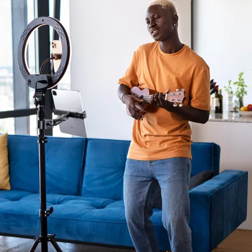 Vista 6 de Soporte para iPad – Soporte lateral para tableta para soporte de micrófono, doble 360 giratorio ajustable para iPad Pro 12.9 Air Mini y otras