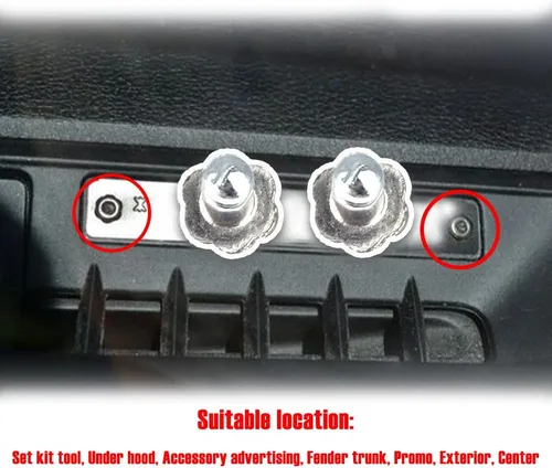 Vista 4 de 1 par de remaches universales NOS Dash Rosette acero inoxidable para Ford Chrysler AMC VIN etiqueta de puerta