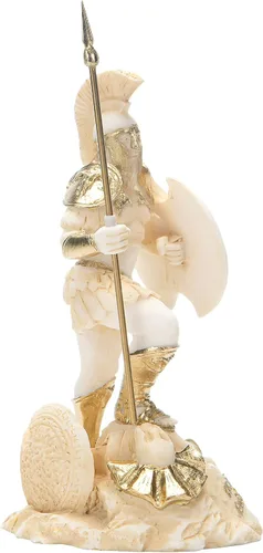 Vista 3 de Ares Mars God War Zeus Son Estatua Romana Alabastro Tono Dorado 5.5 Pulgadas