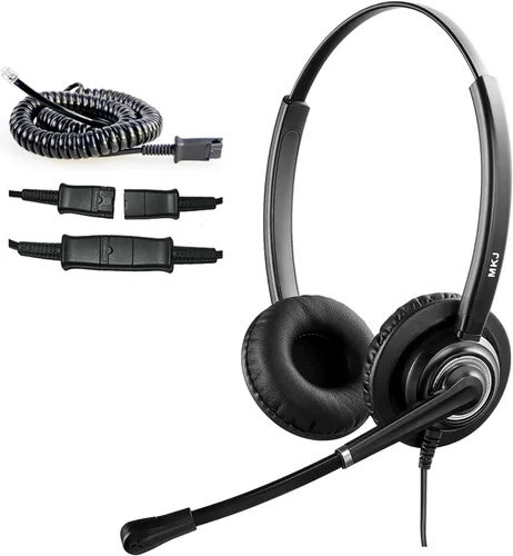 Vista 10 de MKJ Auriculares para teléfonos Cisco Dual Ear Landline Headset con micrófono de cancelación de ruido para teléfono Cisco CP-7821 7841 7941G 7942G