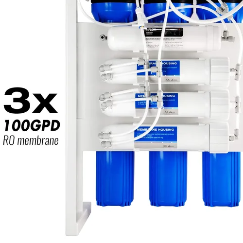 Vista 3 de iSpring RCB3P Sistema de filtración de ósmosis inversa sin tanque, sistema de RO de 300 GPD bajo fregadero, reduce TDS, relación 1.5:1 de agua pura
