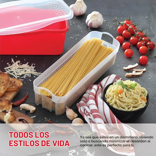 Vista 5 de Tafura Cocedor de Pasta para Microondas con Sistema de Doble Colado, Cocedor de Espaguetis para Microondas con Escurridor, Regalo de Dormitorio