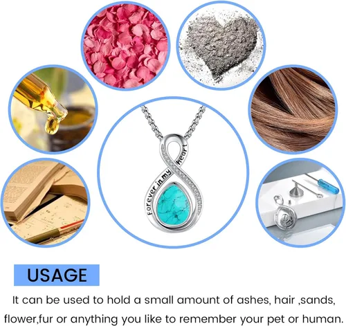 Vista 81 de Joyas de turquesa para mujeres y hombres de plata de ley 925 con colgante de urna para cenizas, collar con medallón de imagen, martillo de Thor