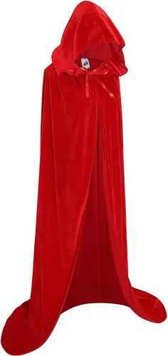 Vista 2 de Makroyl Capa de terciopelo larga unisex con capucha para disfraz de Halloween, Navidad, cosplay