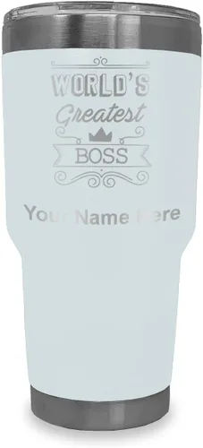 Vista 10 de LaserGram Vaso aislado al vacío de 20 onzas, con grabado personalizado incluido (negro)