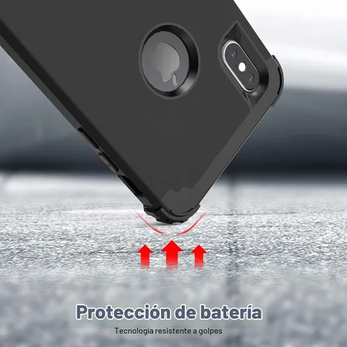 Vista 7 de IDweel Funda para iPhone Xs Max con protector de pantalla de vidrio templado, absorción de golpes 3 en 1, protección resistente, cubierta de Negro