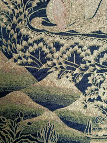 Vista 5 de Bordado de seda tibetano Thangka Budista Medicina Budista Buda Tangka para Yoga Budismo Colgante de pared para decoración del hogar Tapiz Meditación