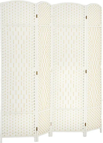 Vista 26 de HOMCOM Divisor de habitación de 3 paneles, pantalla de privacidad plegable de 6 pies de alto, partición de pared independiente tejida a mano