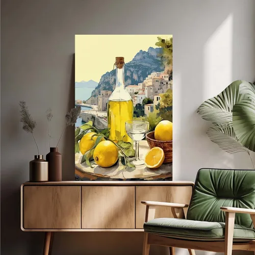 Vista 4 de FWLBUGRA Impresión de Pared de Limoncello Italiano Decoración Rústica Regalo Perfecto de Inauguración de Casa Arte de Limón de Amalfi Arte de Comida