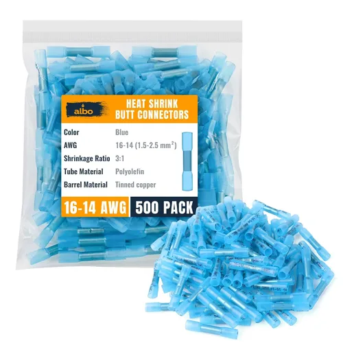 Vista 18 de ALBO Kit de terminales de anillo termorretráctil azul #10 de 250 piezas - Surtido de conectores de terminales de cable de 16-14 AWG, conectores