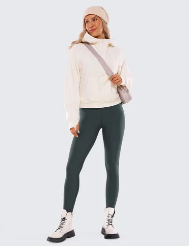 Vista 3 de CRZ YOGA Womens Fleece Lined Soft Leggings 26.5" - Lounge Yoga Winter Warm Water Resistant High Waist Casual Thermal Pants