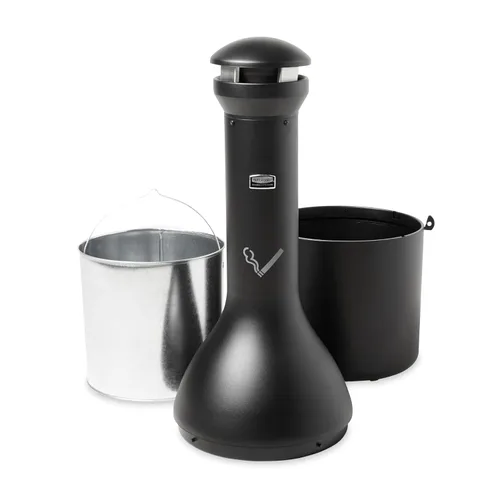 Vista 2 de Rubbermaid 9W33BLA Infinity receptáculo tradicional comercial para fumar, 4.1 galones, 39 pulgadas de alto, negro
