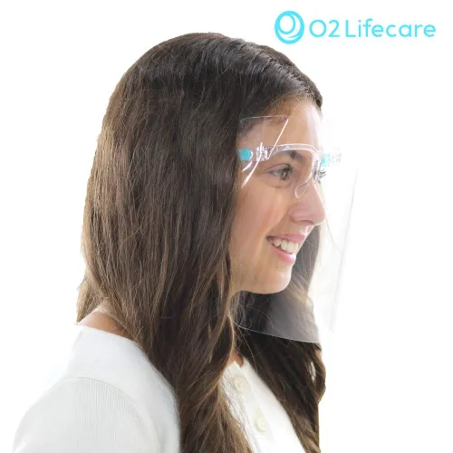 Vista 4 de [O2 Lifecare] Paquete de 3 protectores faciales reutilizables