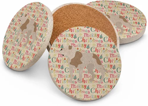 Vista 73 de AIDI Atlas Mountain Dog Merry Christmas - Posavasos grandes de piedra arenisca, paquete de 4