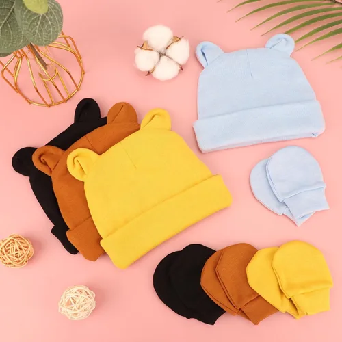 Vista 6 de BQUBO - Juego de guantes para bebés recién nacidos, para niños y niñas, gorro de hospital, gorros, guantes para bebés de 0 a 6 meses