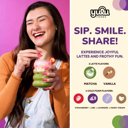 Vista 9 de YULU FOODS Palitos de espuma fría instantánea de lavanda (12 porciones, 8.47 oz) Espuma fría floral sin lácteos para café helado, té y matcha