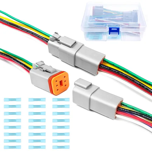 Vista 9 de Kit de 6 conectores Deutsch DT de 2 pines negro macho hembra arnés de cableado Deutsch Pigtail de 2 vías impermeable conector eléctrico automotriz