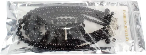 Vista 7 de KOSMOS-LI Collar de perlas de fantasía, con varias capas o líneas de perlas. Conjuntos de joyas de fantasía.