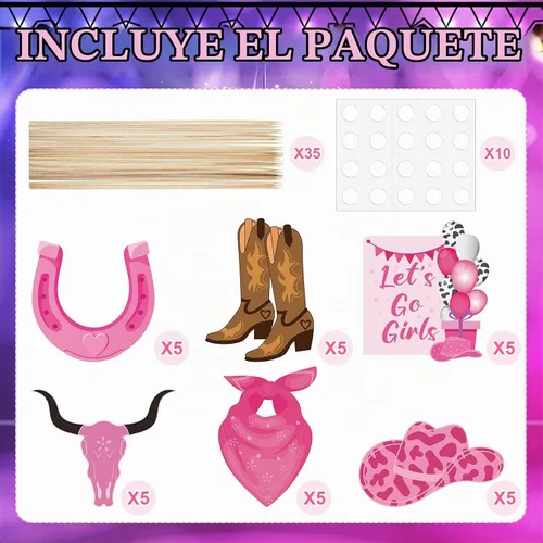 Vista 3 de Yeaqee 35 piezas de centro de mesa de fiesta de vaquera, centros de mesa occidentales para mesas, discoteca, vaquera, decoración de fiesta