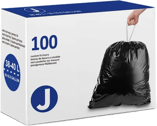 Vista 13 de Bolsas de basura con cordón resistentes de 50 unidades de 1.2 mil de grosor Forros blancos para botes de basura compatibles con Code P de 13-17