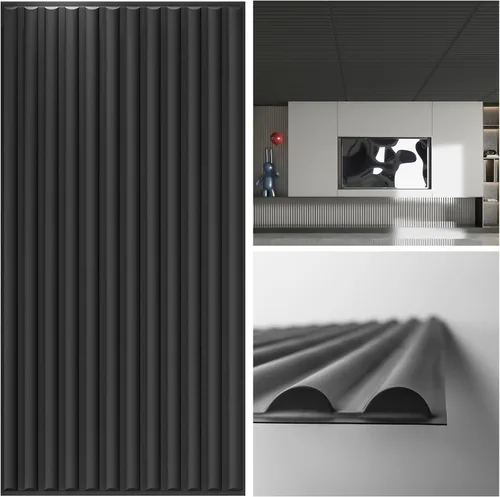 Vista 11 de Art3d 2x4 pies de baldosas de techo suspendido en nogal, diseño semi-cilíndrico de 12 hojas, paneles de pared 3D para decoración interior de pared