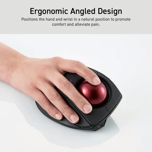 Vista 2 de ELECOM DEFT PRO Ratón de Trackball, con cable, inalámbrico, conexión Bluetooth de 3 tipos, diseño ergonómico, función de 8 botones, bola roja