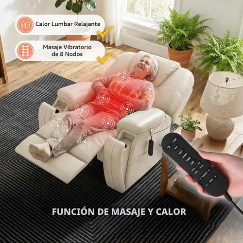 Vista 5 de Sillón reclinable con elevador eléctrico de triple motor EONIX para personas mayores con reposacabezas ajustable, silla de elevación eléctrica