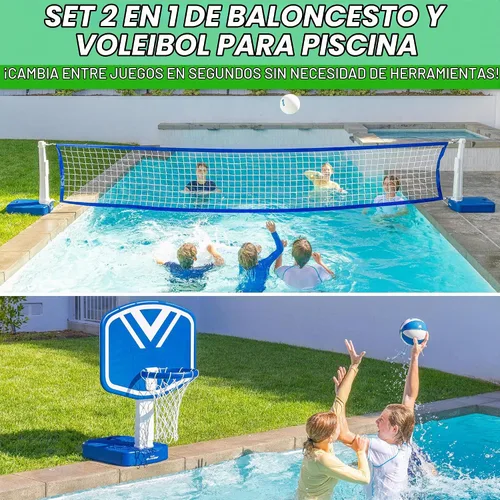 Vista 2 de GoSports Splash Hoop 2 en 1 - Juego de aro de baloncesto y red de voleibol