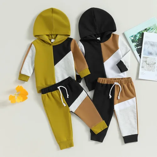 Vista 7 de Douhoow Conjunto de ropa de bebé con capucha y pantalones con cordón para bebé