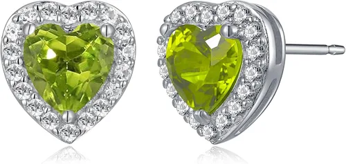 Vista 15 de Amazon Essentials Aretes de plata de ley con halo de corazón de zafiro blanco, (anteriormente colección Amazon)