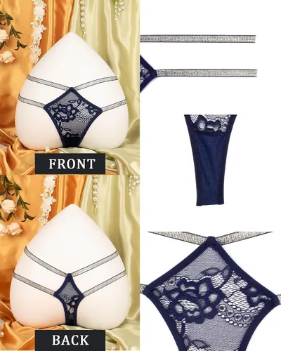 Vista 42 de Ropa interior con purpurina transpirable con encaje sexy para mujer