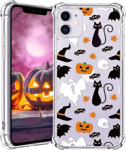 Vista 18 de Funda transparente de Halloween para Google 6a, con patrón de fantasma, funda protectora de TPU suave, delgada, a prueba de golpes, para niños