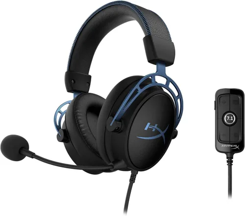 Vista 5 de HyperX Cloud Alpha S - Auriculares para juegos de PC, sonido envolvente 7.1, graves ajustables, controladores de doble cámara, mezclador de chat