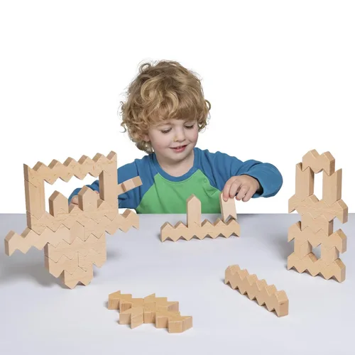 Vista 4 de Polydron Educational Advantage - Bloques en zigzag - Juguete apilable de motor fino STEM de construcción - Juguete educativo de aprendizaje