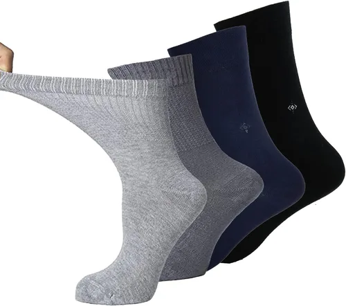 Vista 4 de Calcetines de vestir para diabéticos, cómodos y suaves, para hombres y mujeres, no restrictivos para facilitar la circulación, neuropatía y Negro 4