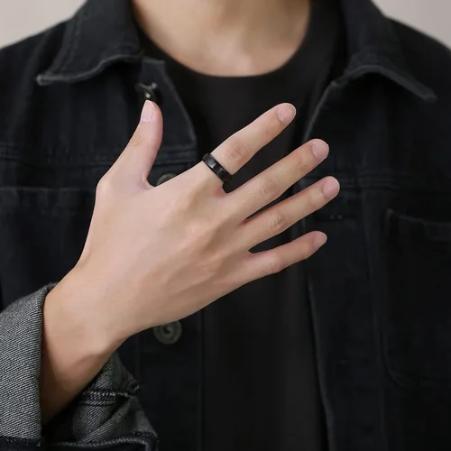 Vista 9 de TTVOVO Anillo de acero inoxidable cepillado mate para hombre de 0.157 in, 0.236 in, 0.315 in, 0.394 in, color negro, azul, plateado, anillo