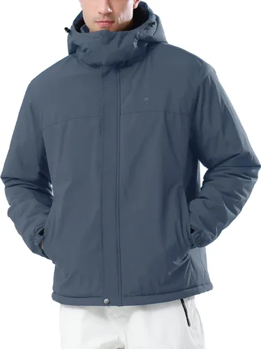 Vista 7 de CAMEL CROWN Chaqueta de Esquí de Invierno para Hombre Abrigos de Nieve de Montaña Impermeable Capucha Desmontable Resistente al Viento Chaquetas
