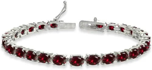 Vista 18 de B. BRILLIANT Pulsera para mujer, pulsera de piedra natal, 0.236 x 0.157 pulgadas, de corte ovalado, auténtica o sintética, pulseras de plata de ley