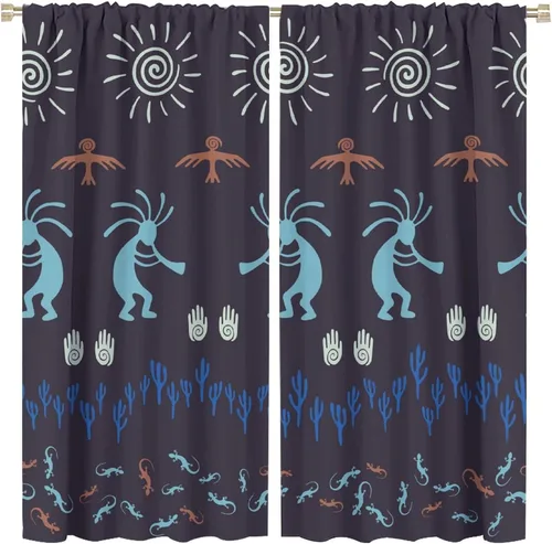 Vista 15 de Kokopelli - Cortinas opacas para cocina, decoración de sala de estar, dormitorio, 21 x 45 pulgadas, 2 paneles