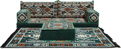 Vista 34 de arabicsofa Sofá Tradicional Árabe para Piso – Juego de Cojines Modulares para Sala de Estar Azul