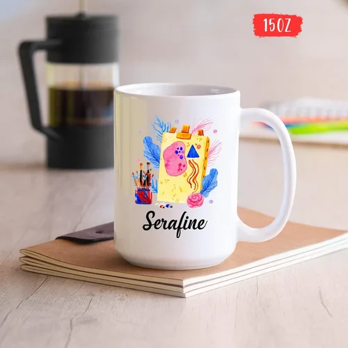 Vista 5 de Taza de café personalizada, taza de artista, regalo de artista para mujeres u hombres, regalos para artistas, taza para amantes del arte, taza