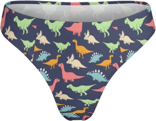Vista 6 de BAIKUTOUAN Tanga de ropa interior de dinosaurio de colores para mujer, sexy, transpirable, espalda en T