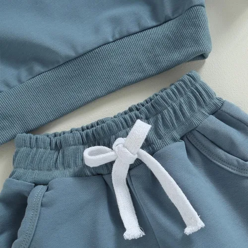 Vista 5 de Hoanselay Conjunto de sudadera de manga larga con capucha y pantalones de otoño e invierno para bebé niño