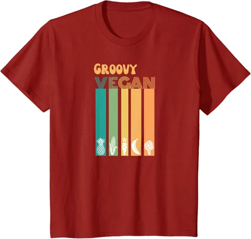 Vista 70 de Groovy Vegan Retro Vintage Cool Veggies 70 80 Flower Power Camiseta, Negro