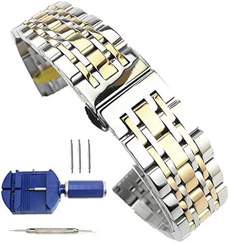 Vista 2 de DAHASE Correa de reloj de acero inoxidable con extremo recto curvo 2 en 1, 12, 14, 15, 16, 17, 18, 19, 20, 21, 22, 23, 24, 1.024 in, correa