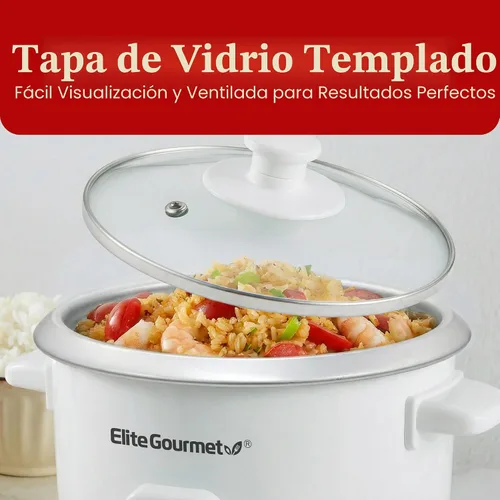 Vista 3 de Elite Gourmet ERC-003X - Arrocera eléctrica con mantenimiento automático del calor, hace sopas, guisos, granos, cereales calientes, 6 tazas cocidas