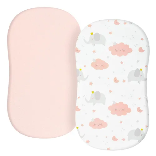 Vista 23 de Sábanas de moisés de bebé para niñas y niños, paquete de 2 sábanas de bebé para colchón de moisés cuadrado rectangular ovalado, 33 x 16 pulgadas