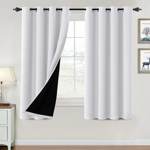Vista 89 de H.VERSAILTEX Cortinas 100% de opacidad para dormitorio, con aislamiento térmico, cortinas opacas de 63 pulgadas de largo, cortinas de bloqueo