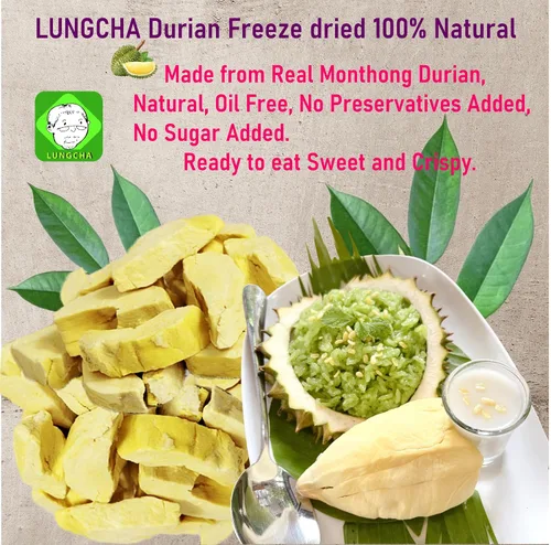 Vista 6 de Durian King of Fruit - Durian Monthong fresco liofilizado al vacío, hecho de fruta real, 1.76 oz o 1.75 onzas, paquete de 2