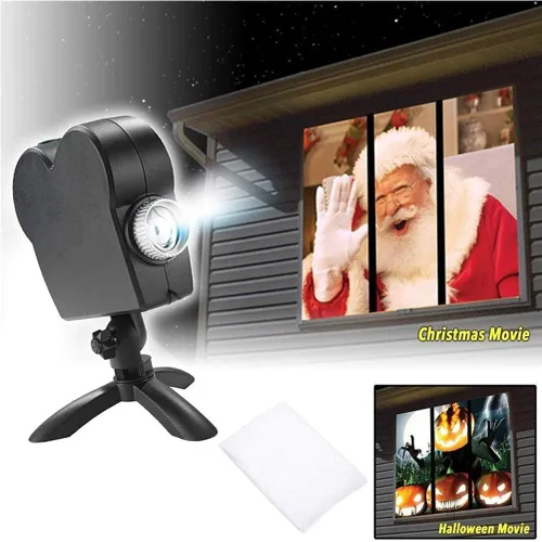 Vista 3 de Pantalla de proyector de ventana, película de proyección de Navidad, pantalla de proyección trasera de tela para Halloween, Navidad, videos, 5.9x3.9